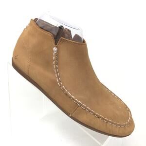 Olukai Women's 7.5 Wali Ankle Boot Tan Leather Hand Sewn Moccasin